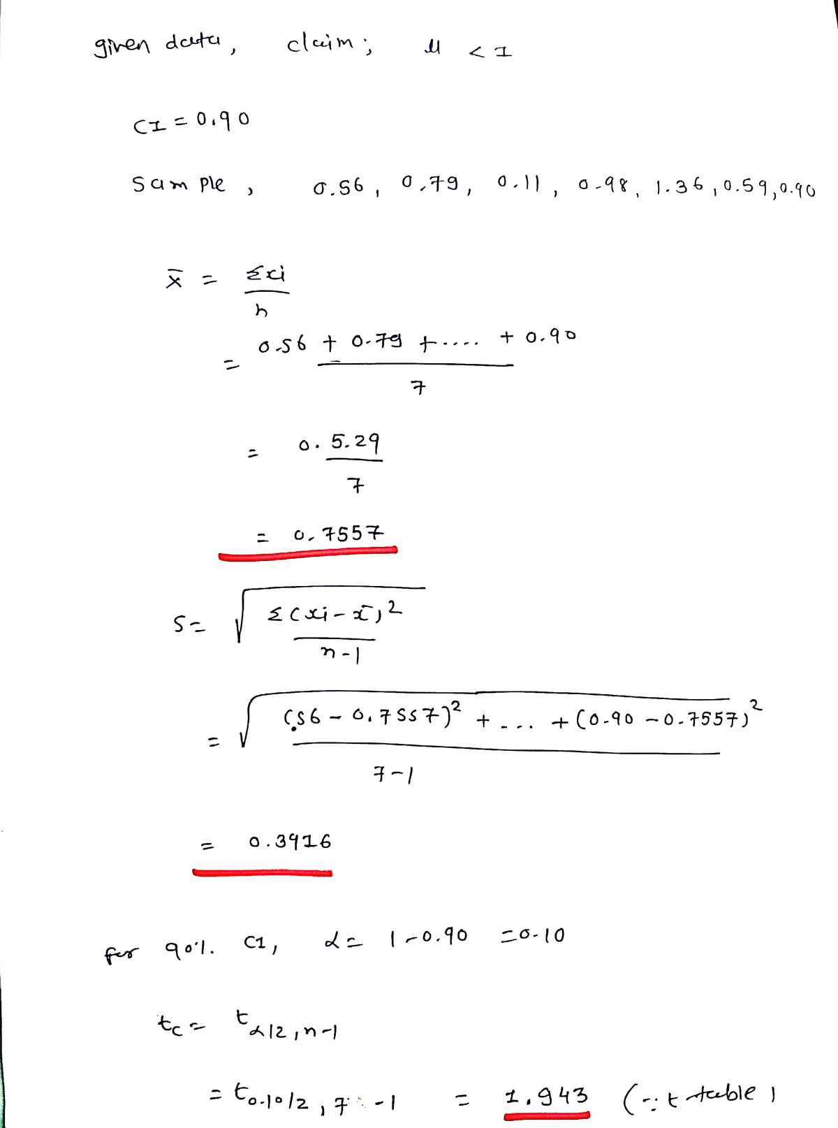 Statistics homework question answer, step 1, image 1